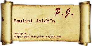 Paulini Jolán névjegykártya
